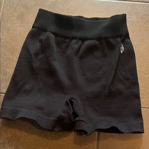 Black Ribbed Free People Movement biker shorts